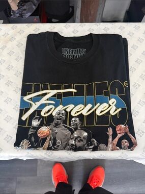 Asics Black Graphic Tee with Blue & Gold Accents